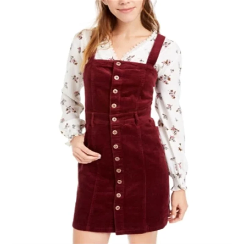 American Rag Junior's Button Down Corduroy Dress Red