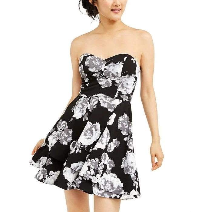 B Darlin Junior's Allover Floral Dress Black Size 9/10