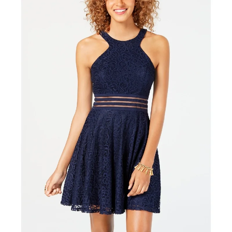 City Studios Junior's Lace Fit & Flare Dress Blue Size 13