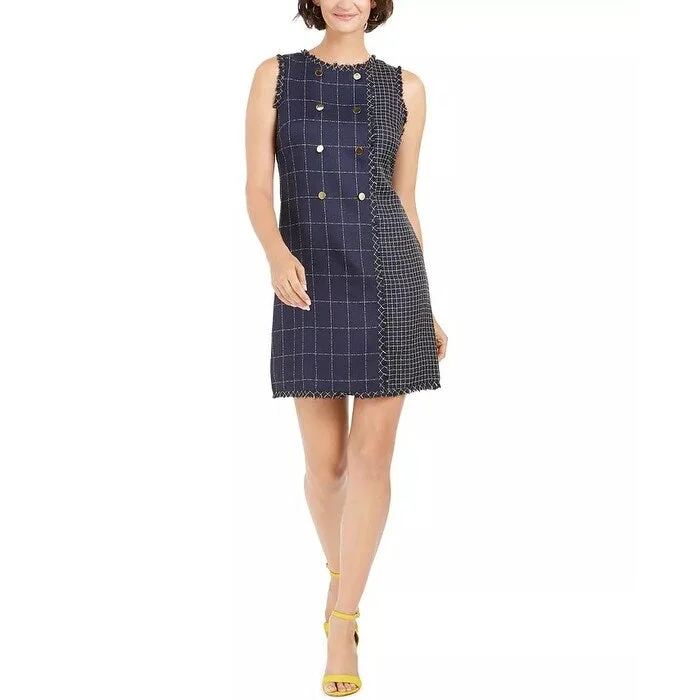 Julia Jordan Women's Mixed Plaid Sheath Dress Blue Size 16