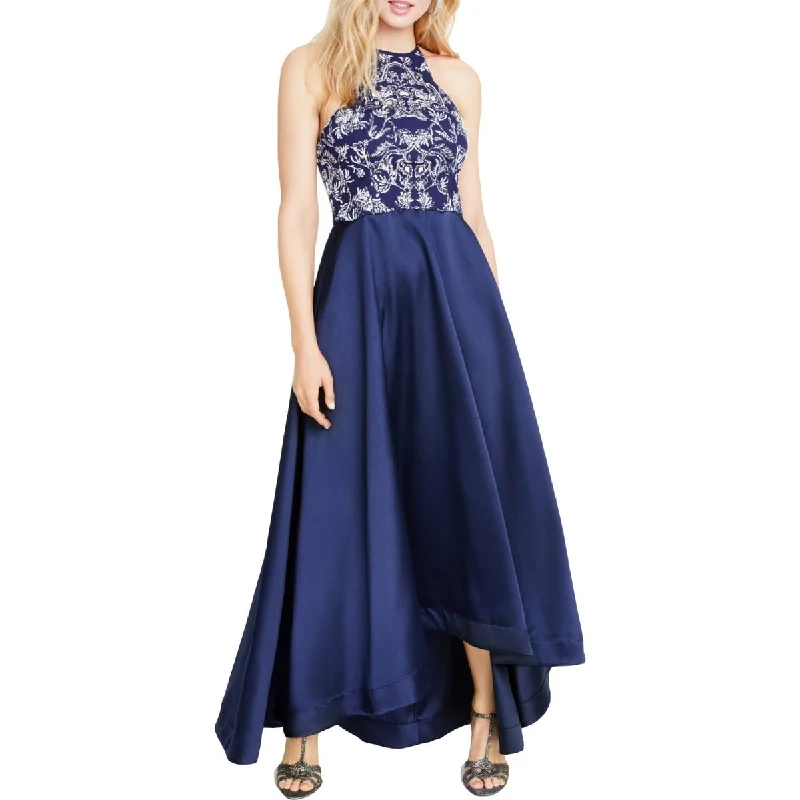 Speechless Juniors' Glitter Halter High-Low Dress Blue Size 13 - 14