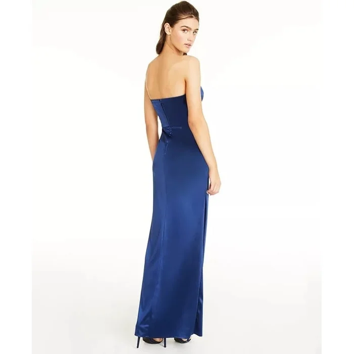 Teeze Me Juniors' Sweetheart-Neck Strapless Gown Navy Size 5