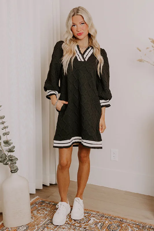 Charming Glance Knit Mini Dress in Black