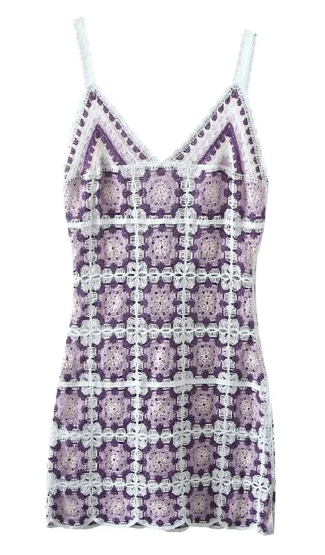 'Fabienne' Boho Handmade Crochet Strap Mini Dress