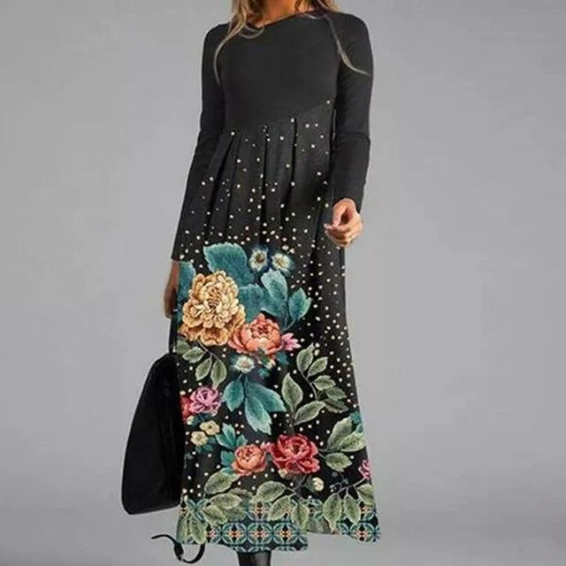 Floral Print Patchwork Dress