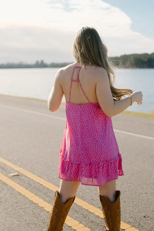 Hot Pink Cross Back Mini Dress