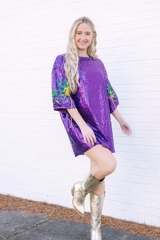 Mardi Gras Mask Purple Sequin Dress