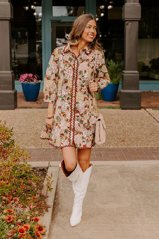 Smell The Roses Button Down Mini Dress